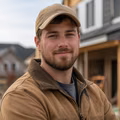 Portrait of a young tradesman in a hat and jacket.