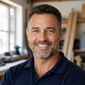 Portrait of a smiling contractor photographed indoors.
